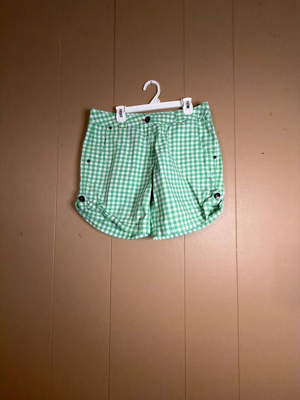 Nike Golf Sport Dri-Fit Women's Green Gingham Check Athletic Shorts